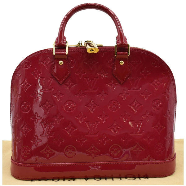 LOUIS VUITTON Alma PM Monogram Vernis Satchel Bag Red