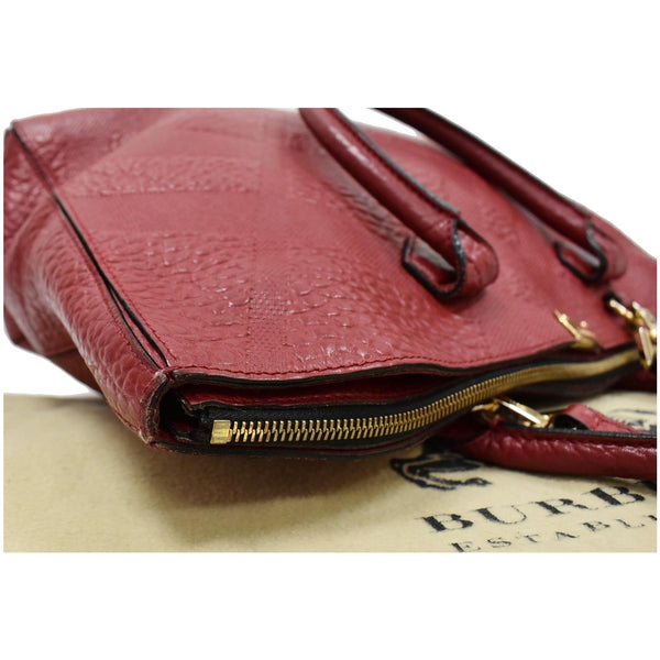 BURBERRY Dewsbury Medium Grain Check Embossed Tote Bag Red