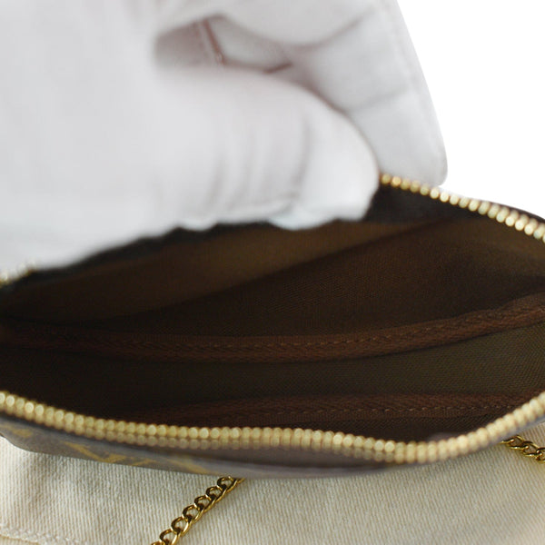 LOUIS VUITTON Mini Pochette Monogram Canvas Accessoires Pouch Brown