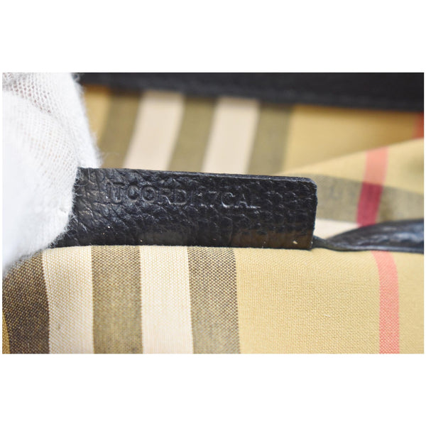 BURBERRY Medium Banner Derby Leather Tote Shoulder Bag Black