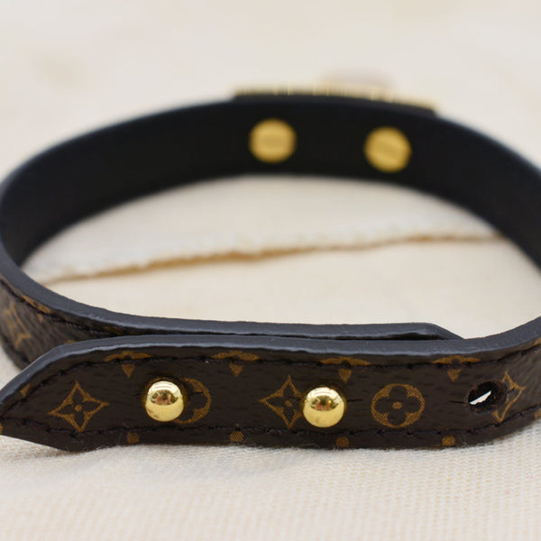 LOUIS VUITTON Lock Me Monogram Canvas Bracelet Brown Size 19