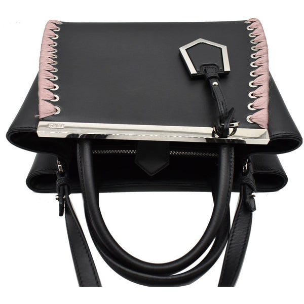 Fendi Petite 2Jours Whipstitch Leather Tote Shoulder Bag