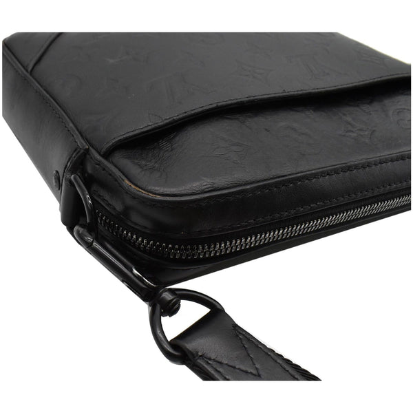 LOUIS VUITTON Duo Messenger Shadow Leather Crossbody Bag Black