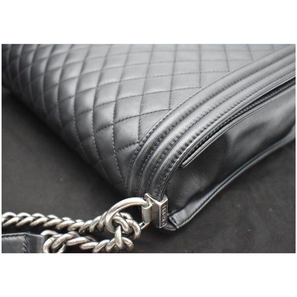CHANEL Large Boy Flap Calfskin Quilted Leather Shoulder Bag Black