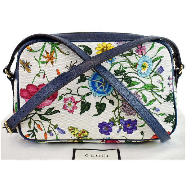 GUCCI Small Flora Canvas Tote Shoulder Bag Blue 550147