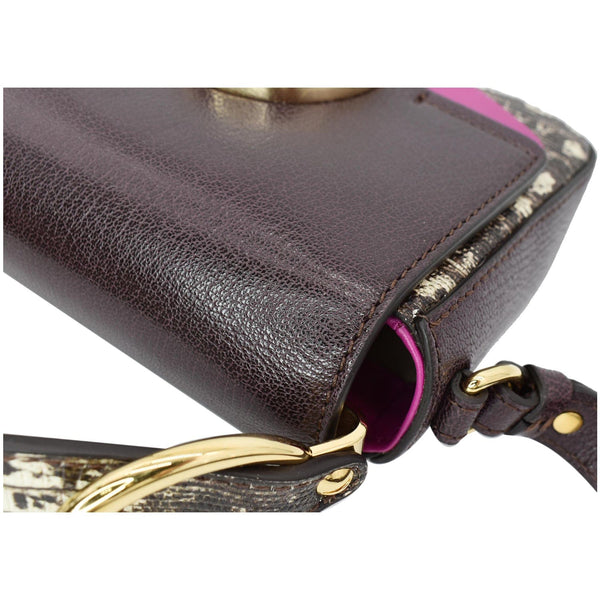 CHLOE Mini C Flap Double Carry Embossed Leather Crossbody Bag Raisin