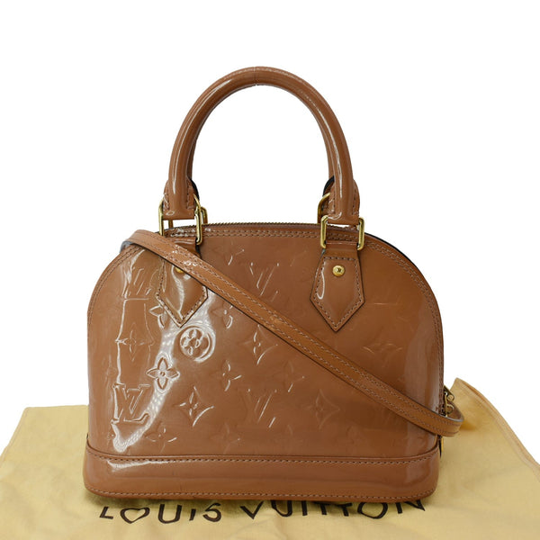LOUIS VUITTON Alma BB Vernis Leather Satchel Crossbody Bag Tan