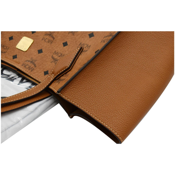 MCM Large Luisa Visetos Monogram Print Shopper Tote Bag Cognac