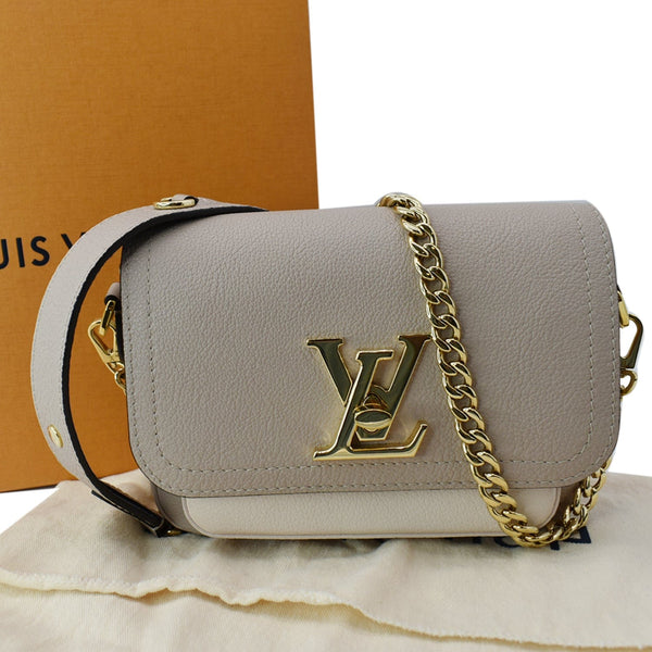 LOUIS VUITTON Lockme Tender Grained Calfskin Leather Shoulder Bag Greige