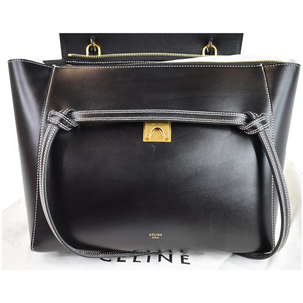 CELINE Double Stitching Mini Belt Calfskin 2Way Shoulder Bag Black