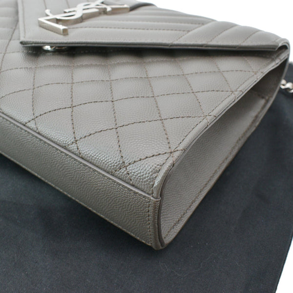 YVES SAINT LAURENT Envelope Chain Medium Mix Matelassé Leather Crossbody Bag Grey