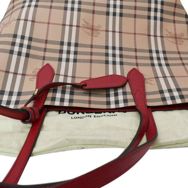 BURBERRY Reversible Haymarket Coated Canvas Tote Bag Beige