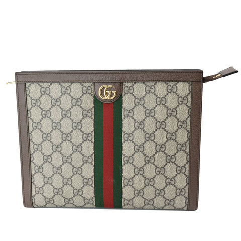 GUCCI Ophidia GG Supreme Canvas Zip Pouch Beige 625549