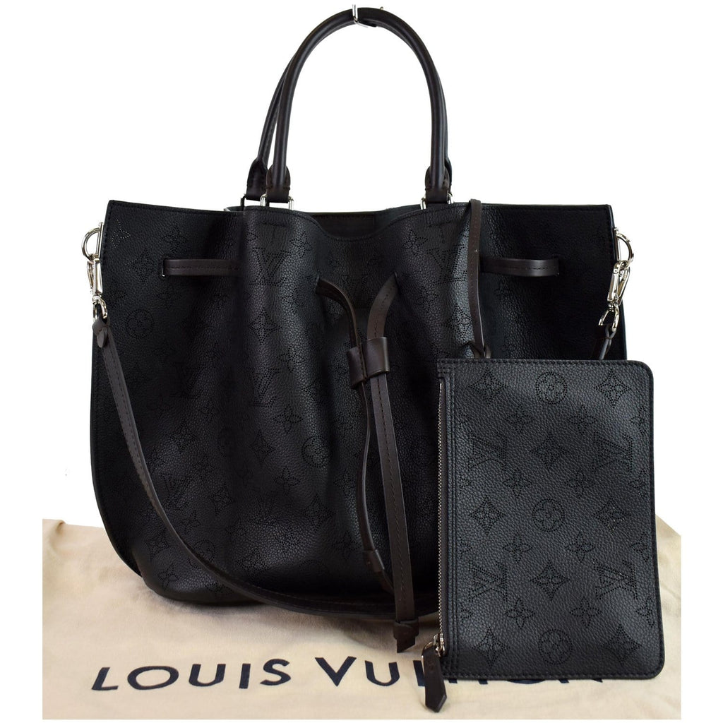 LOUIS VUITTON Girolata Monogram Mahina Leather Shoulder Bag Black
