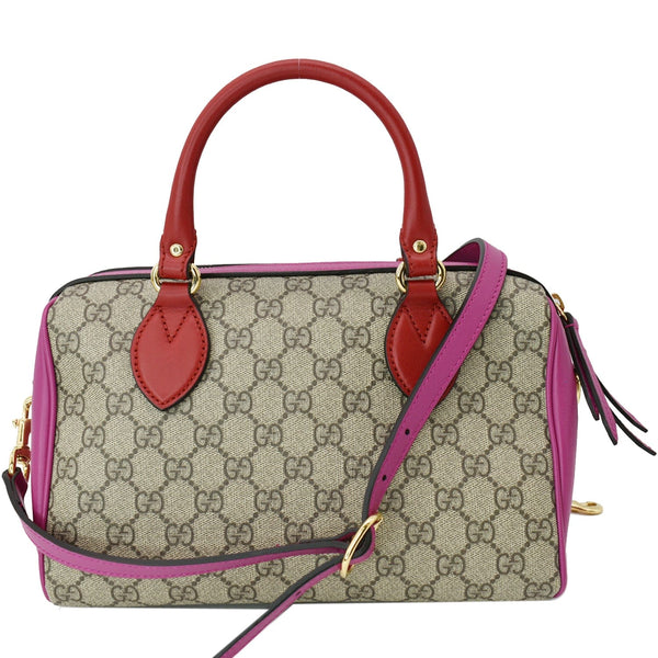 GUCCI GG Supreme Top Handle Leather Boston Bag Beige 409529