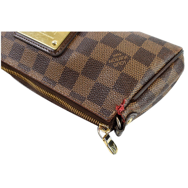Louis Vuitton Pochette Eva Damier Ebene Crossbody Bag zip closure