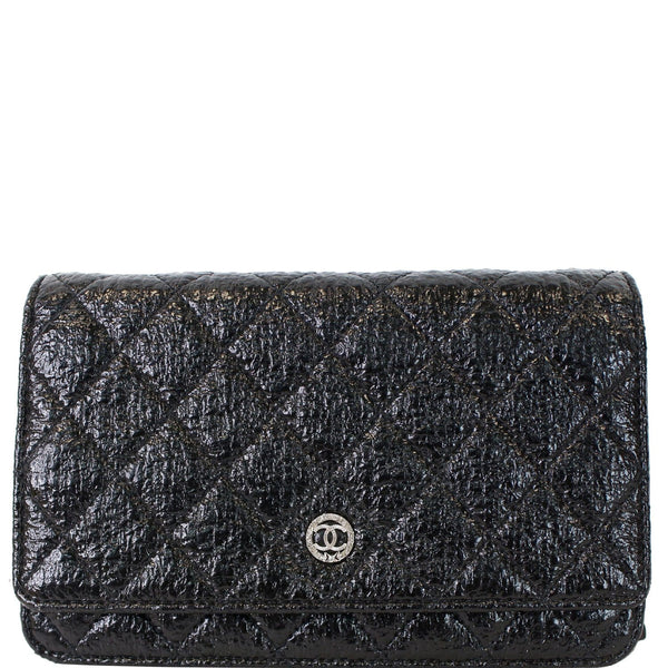 CHANEL CC Aged Lambskin Wallet on Chain WOC Crossbody Bag Black