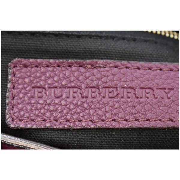 BURBERRY Small Banner Leather House Check Tote Shoulder Bag Burgundy