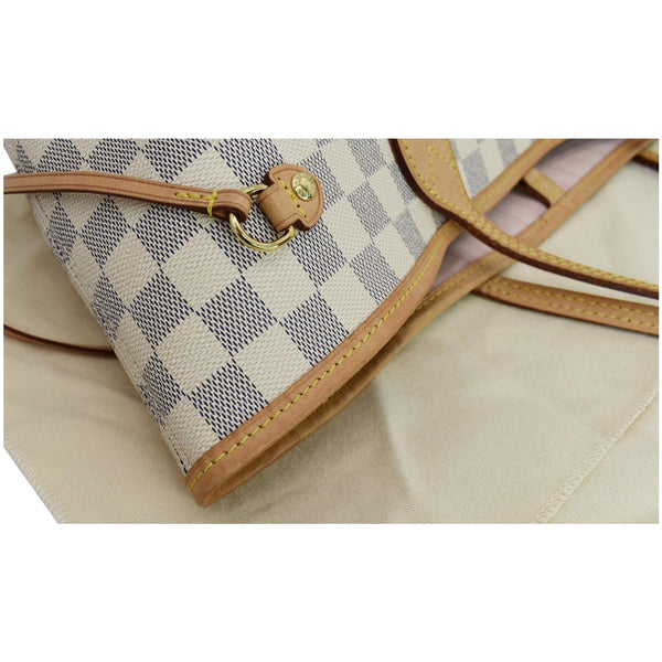 LOUIS VUITTON Neverfull MM Damier Azur Tote Bag Rose Ballerine