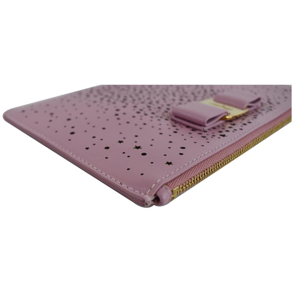 SALVATORE FERRAGAMO Vara Twinkle Wristlet Pouch Pink