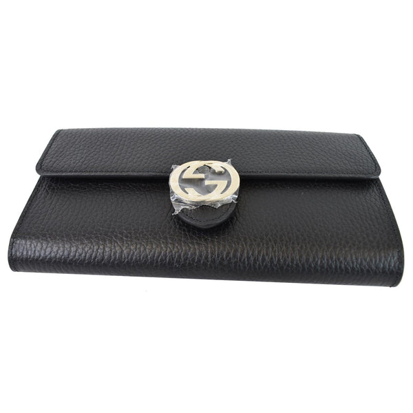 GUCCI GG Interlocking Continental Leather Wallet Black 598166