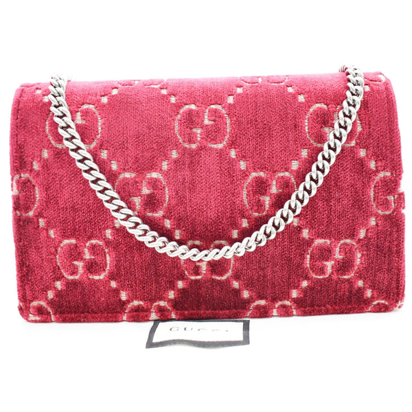 GUCCI Dionysus Super Mini GG Velvet Shoulder Bag Red 476432