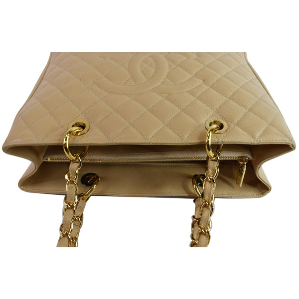 CHANEL Grand Shopping GST Caviar Leather Tote Bag Beige