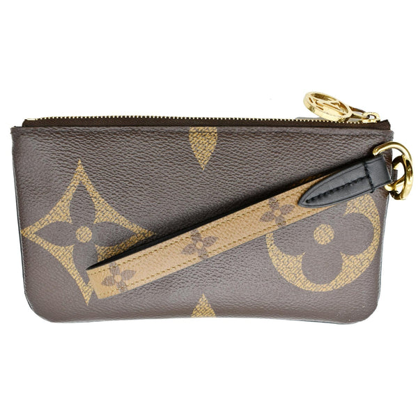 LOUIS VUITTON Trio Rectangle Giant Monogram Reverse Wristlet Pouch Brown