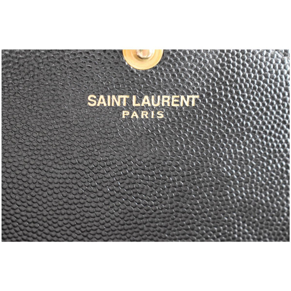 YVES SAINT LAURENT Matelasse Chevron Grain De Poudre Envelope Chain Wallet Black
