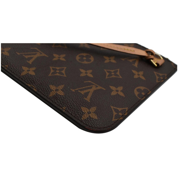 LOUIS VUITTON Neverfull MM Monogram Canvas Pochette Wristlet Pouch Brown