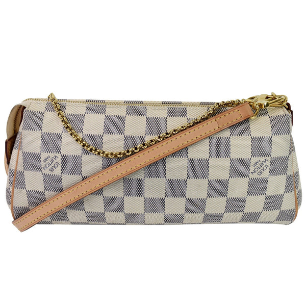LOUIS VUITTON Pochette Eva Damier Azur Clutch Crossbody Bag White