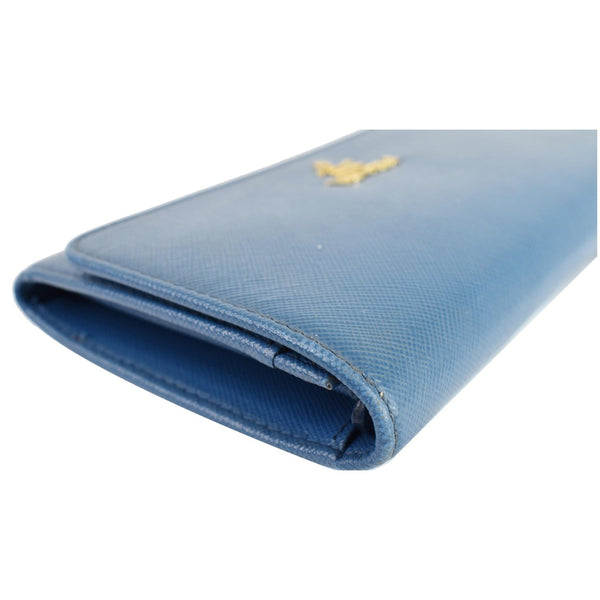 PRADA Saffiano Textured Leather Wristlet Wallet Blue
