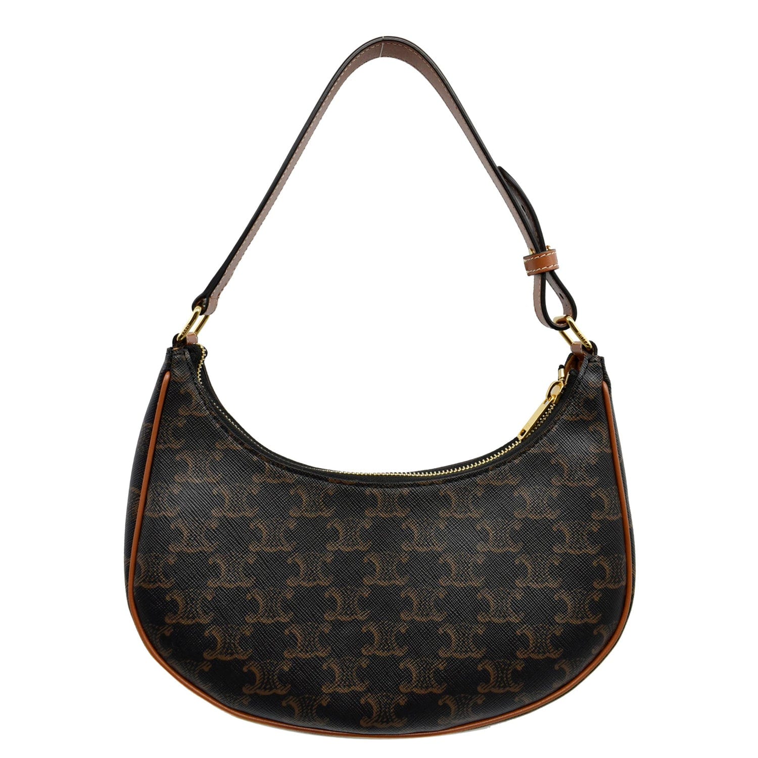 CELINE Ava Triomphe Canvas Calfskin Shoulder Bag Brown