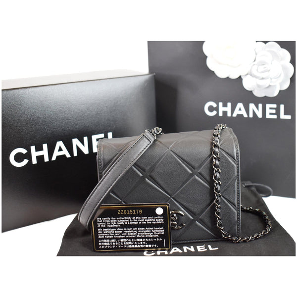 CHANEL Propeller Mini Flap Calfskin Leather Shoulder Bag Black