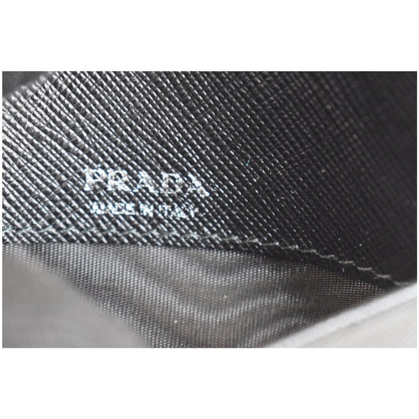 PRADA Smalto Charm Leather Card Case Black