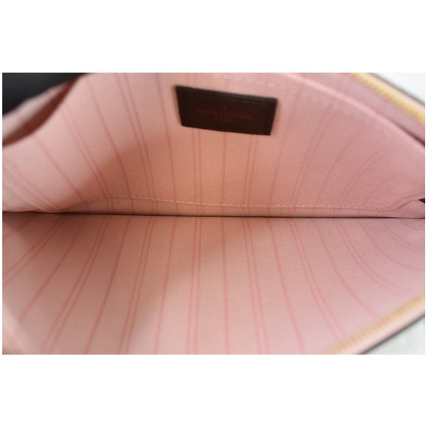 LV Pochette Wristlet Bag Damier Neverfull GM pink inner side