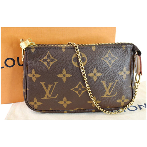 Louis Vuitton Mini Pochette Monogram Canvas Pouch - golden chain
