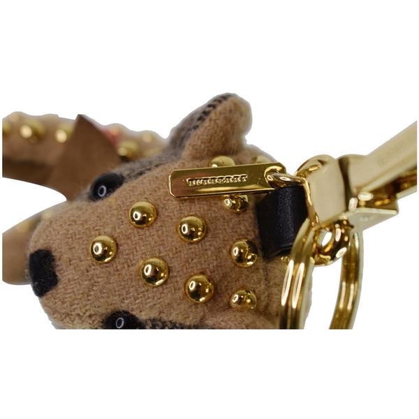 BURBERRY Thomas Bear Cashmere House Check Studded Keychain Camel Gold