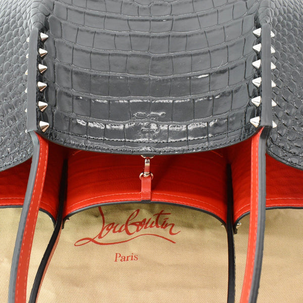 CHRISTIAN LOUBOUTIN Cabarock Croc-Embossed Leather Tote Bag Black