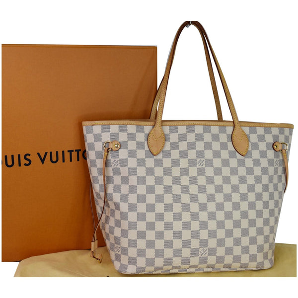 Louis Vuitton Neverfull MM Damier Azur Tote Bag Women - full front view