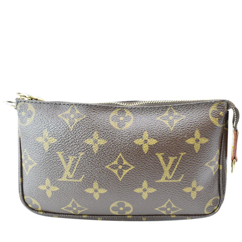 LOUIS VUITTON Mini Pochette Monogram Canvas Accessoires Pouch Brown