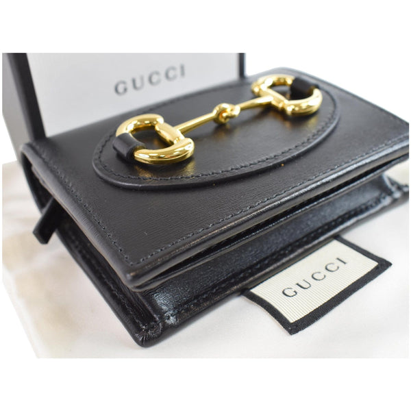 GUCCI Horsebit 1955 Card Case Wallet Black 621887