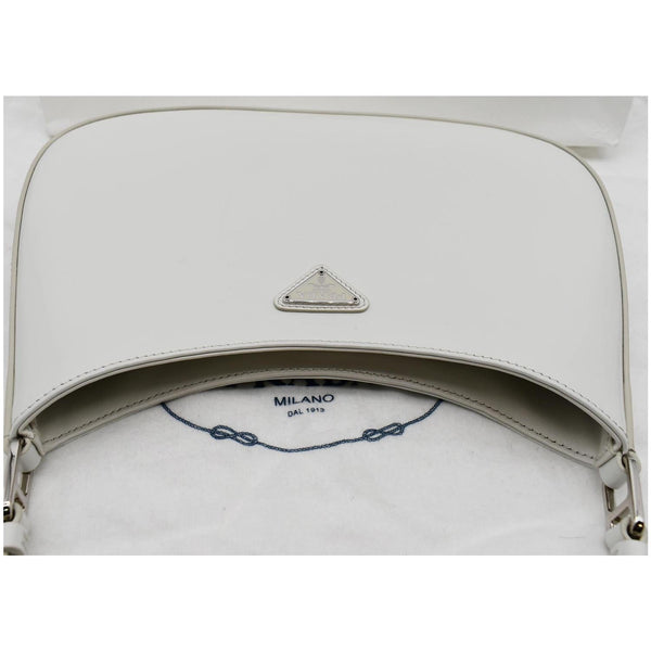 PRADA Cleo Brushed Leather Shoulder Bag White