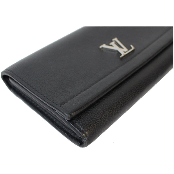 LOUIS VUITTON Lockme II Calfskin Leather Wallet Black