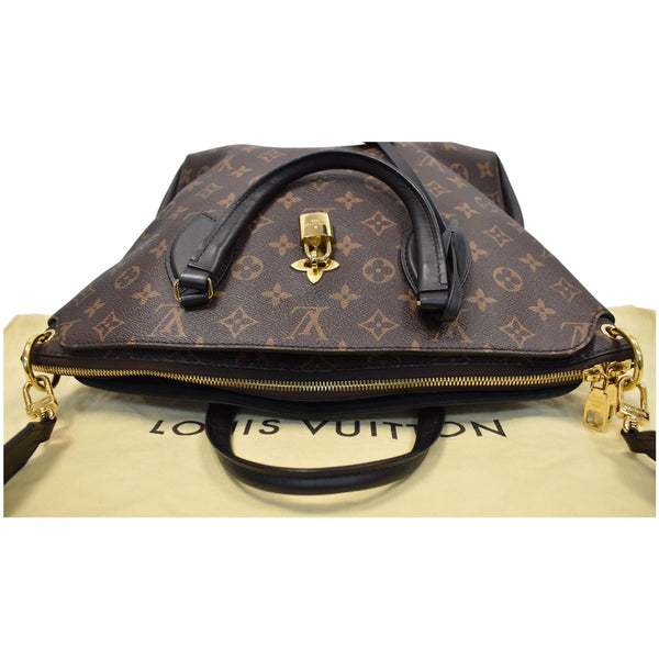 LOUIS VUITTON Flower Zipped MM Monogram Canvas Tote Bag Noir