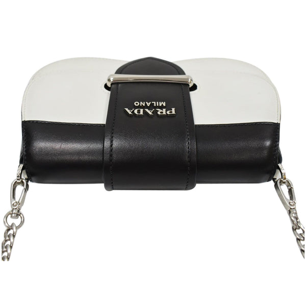PRADA City Sidonie Small Leather Crossbody Bag Black/White - Last Call