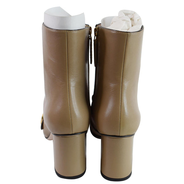 GUCCI GG Marmont Fringed Leather Ankle Boots Taupe 408210 US 8