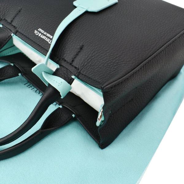 TIFFANY & CO Micro Grain Calfskin Leather Tote Bag Black