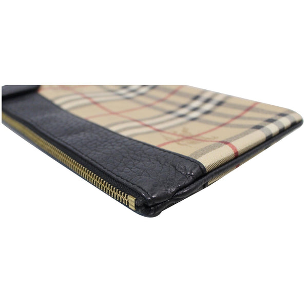 BURBERRY Nova Vintage Check Leather Zippy Pouch Beige