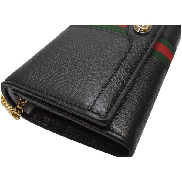 GUCCI Ophidia GG Web Leather Wallet On Chain Bag Black 546592